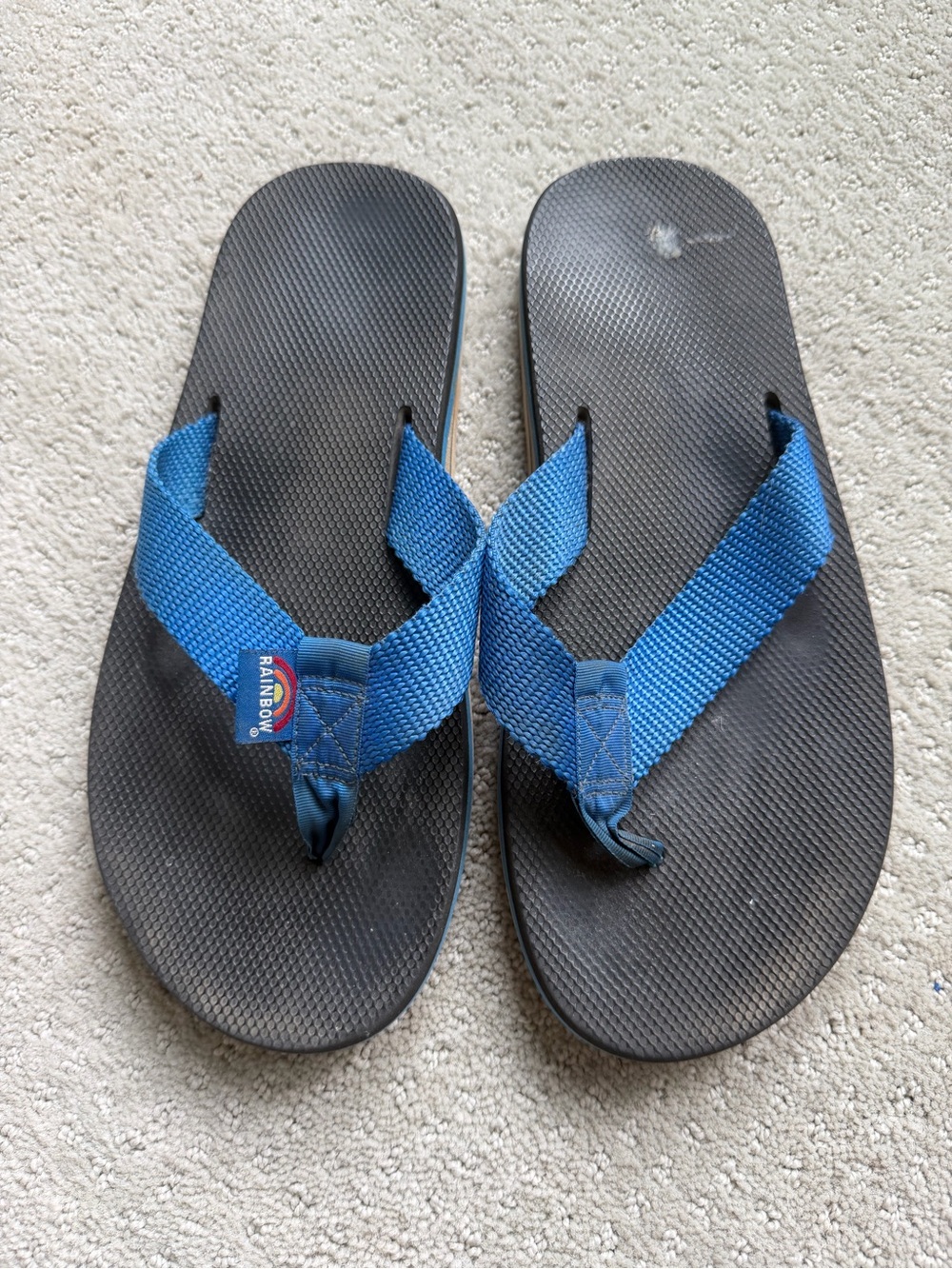 Rainbow Men’s Blue Strap Flip Flops with Black Footbed